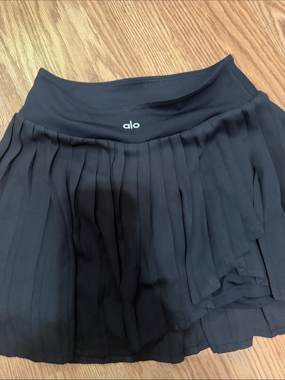 ALO Yoga Black Pleated Skater Skirt